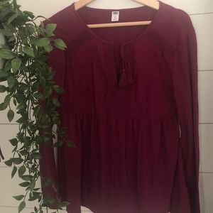 ON Fuschia Boho Long Sleeve Shirt - sz xs